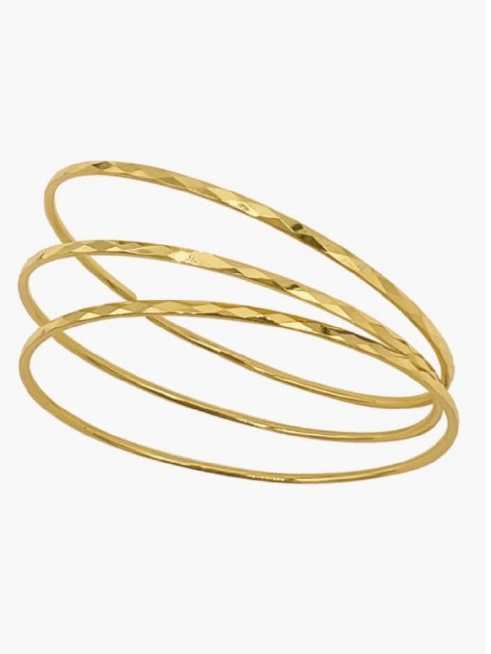 NWOT Adornia Set of 3 Hammered 14K Gold Plated Bangle Bracelets MRSP $90